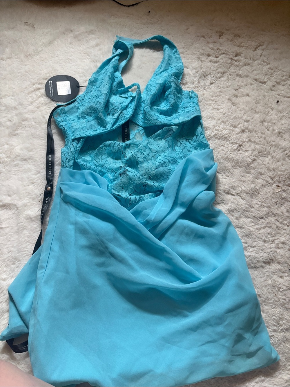 Turquoise Lace Halter Dress